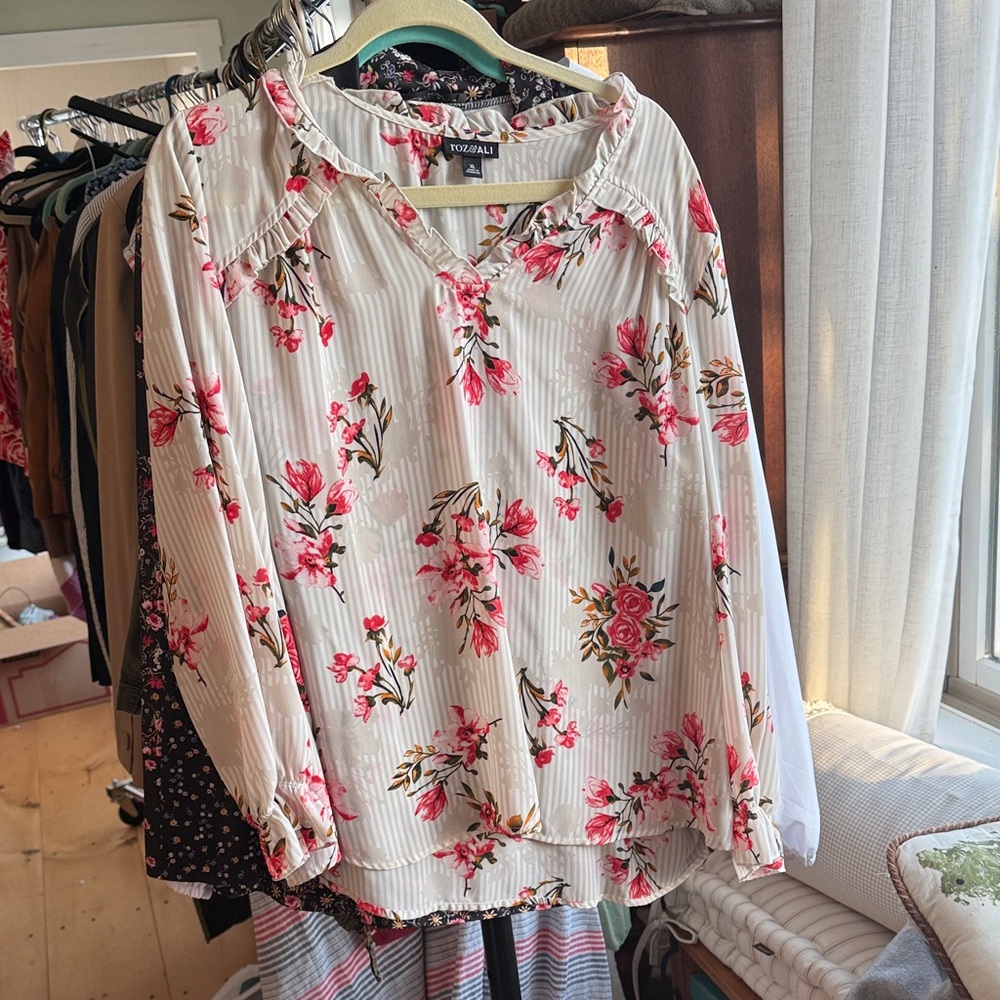 Roz & Ali Pink Floral Blouse xl